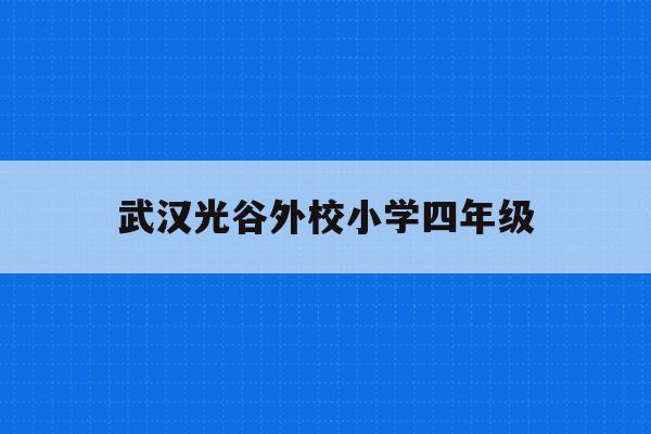 武汉光谷外校小学四年级(武汉光谷外国语小学2020招生)