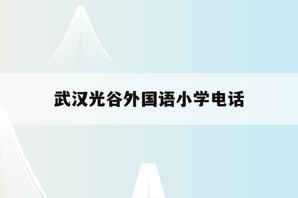 武汉光谷外国语小学电话(武汉光谷外国语小学2020招生)