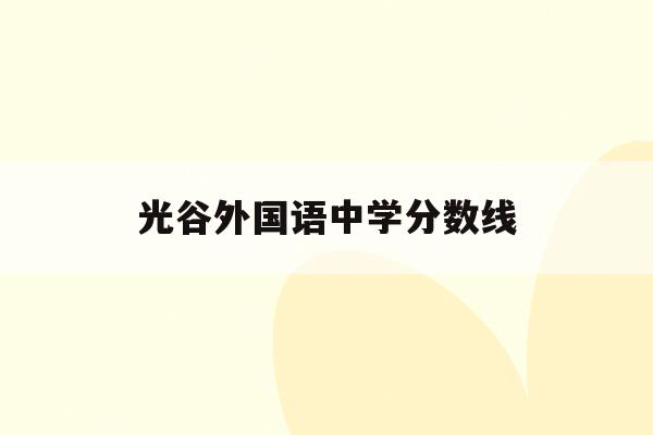光谷外国语中学分数线(光谷外校2021中考成绩)