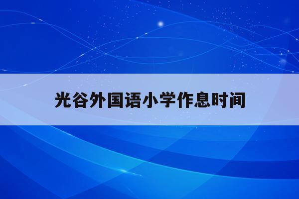 光谷外国语小学作息时间(武汉光谷外国语小学2020招生)