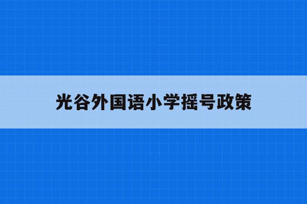 光谷外国语小学摇号政策(武汉光谷外国语小学2020招生)