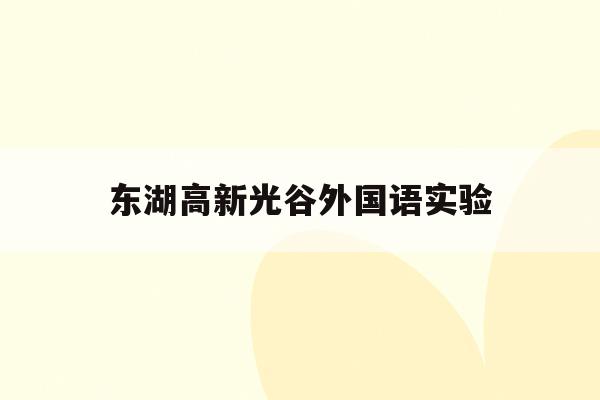 东湖高新光谷外国语实验(武汉光谷外国语学校投资方)