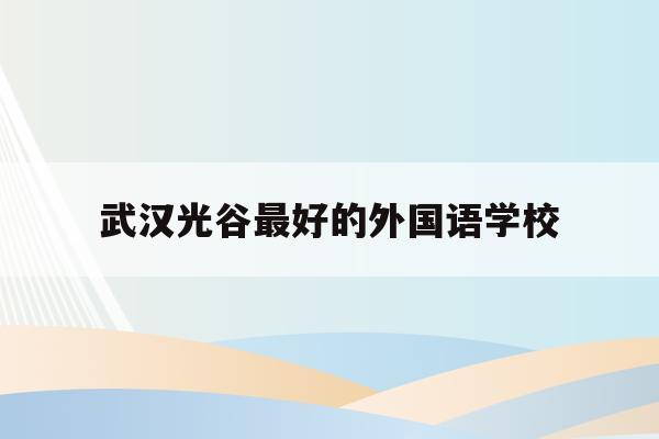 武汉光谷最好的外国语学校(武汉光谷外国语学校是公立还是私立)