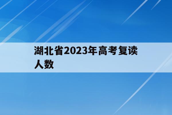 湖北省2023年高考復讀人數(湖北省2023年高考復讀人數有多少)
