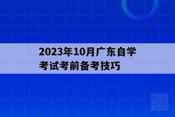 包含2023年10月廣東自學考試考前備考技巧的詞條