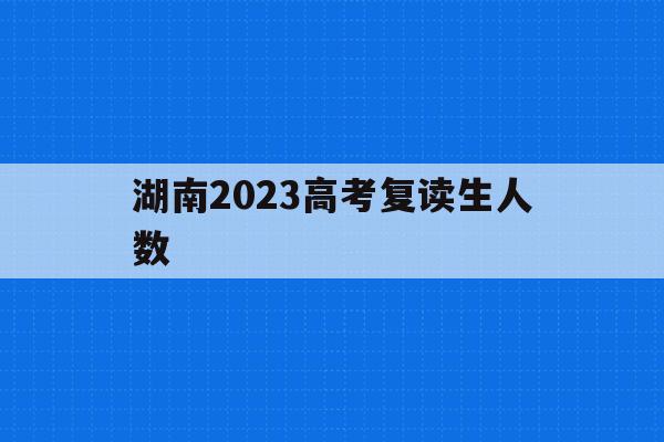 湖南2023高考复读生人数(湖南2020年高考复读生有多少人)