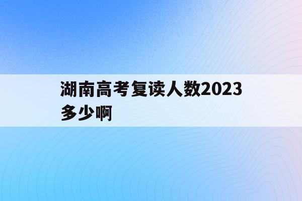 湖南高考复读人数2023多少啊(2020年湖南高考复读人数大概多少)
