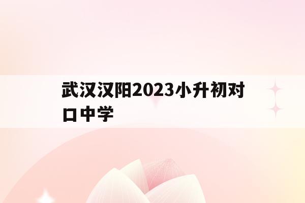 武漢漢陽2023小升初對口中學(2020年武漢漢陽區小升初對口初中)