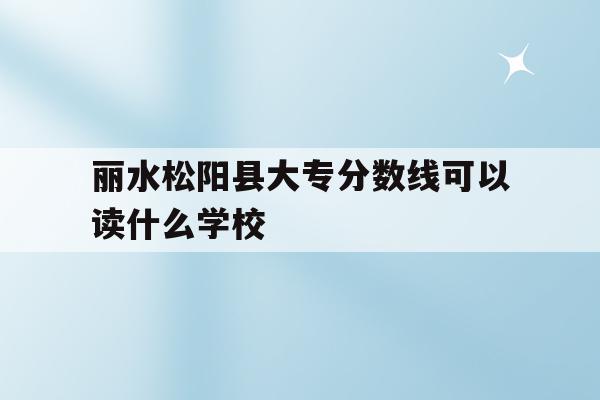 包含丽水松阳县大专分数线可以读什么学校的词条