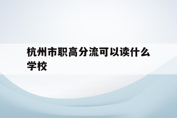包含杭州市职高分流可以读什么学校的词条
