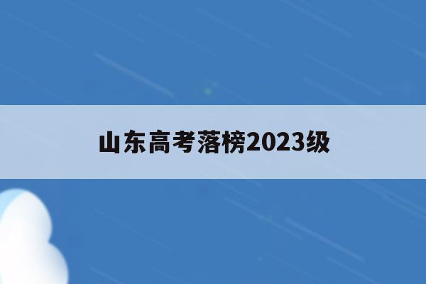 山東高考落榜2023級(山東省高考230000名)