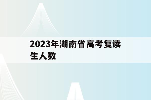 2023年湖南省高考复读生人数(2023年湖南省高考复读生人数有多少)