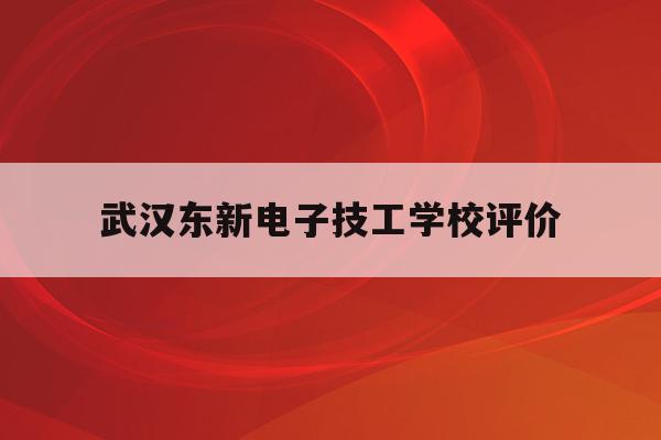 武汉东新电子技工学校评价(武汉东新技术开发区属于哪个区)
