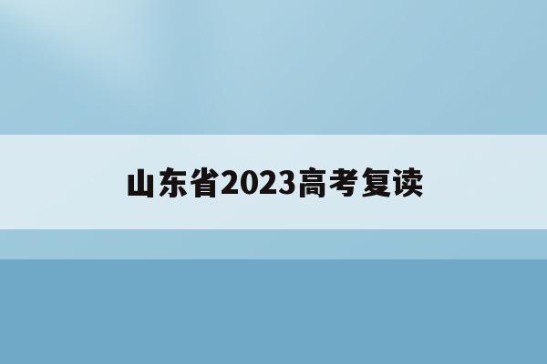 山东省2023高考复读(山东省2023高考复读生)