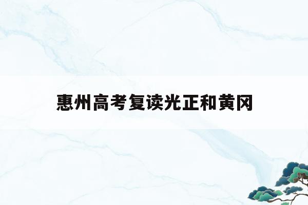 惠州高考复读光正和黄冈(惠州光正2020高考成绩)