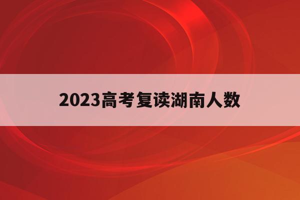 2023高考复读湖南人数(湖南2020年高考复读生有多少人)