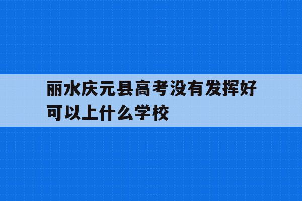 包含丽水庆元县高考没有发挥好可以上什么学校的词条