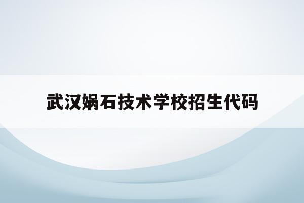 武汉娲石技术学校招生代码(武汉娲石技术学校招生代码是多少)