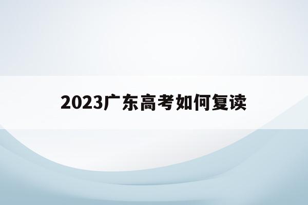2023广东高考如何复读(2023广东高考复读生人数多少)