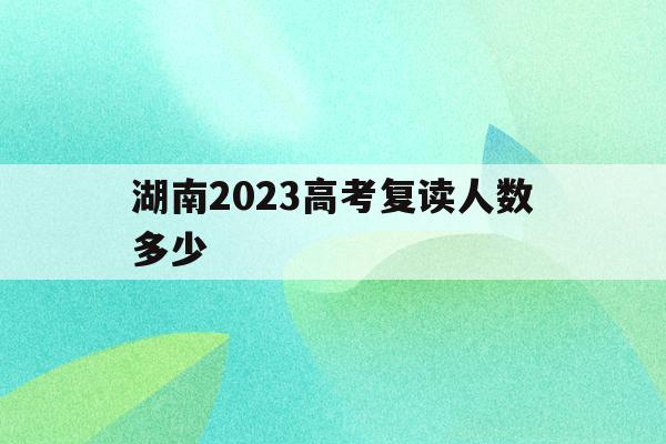 湖南2023高考复读人数多少(湖南2020年高考复读生有多少人)