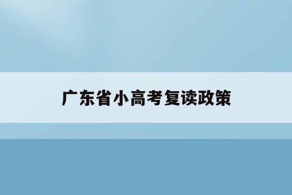 广东省小高考复读政策(广东省高考复读政策最新规定2023)
