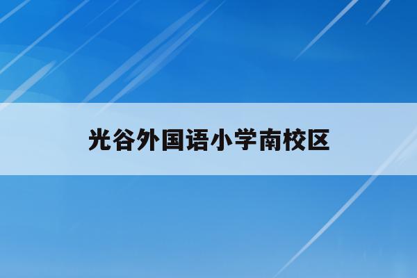 光谷外国语小学南校区(武汉光谷外国语小学2020招生)