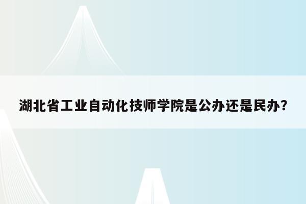 湖北省工业自动化技师学院是公办还是民办？