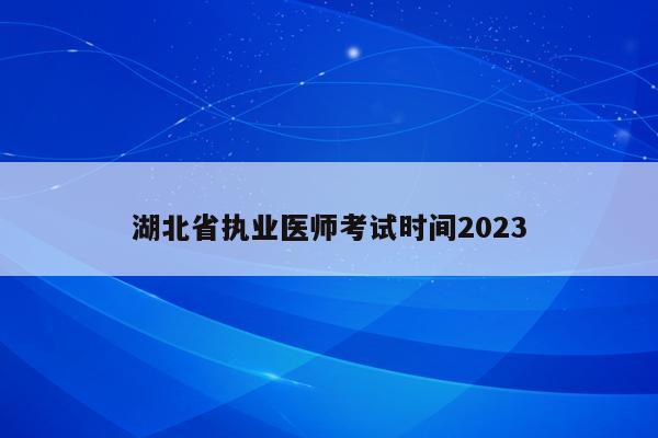 湖北省执业医师考试时间2023