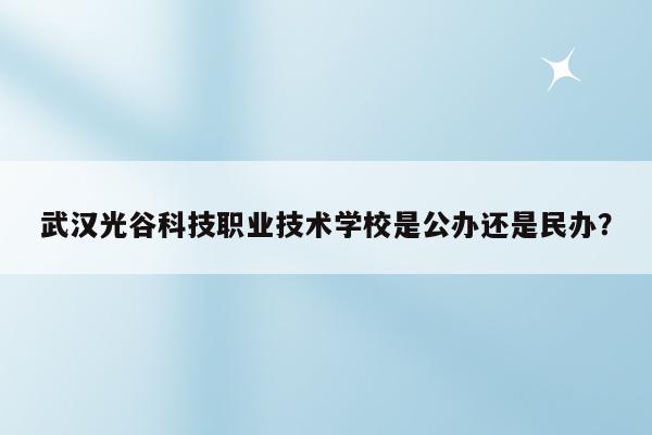 武汉光谷科技职业技术学校是公办还是民办？