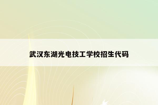 武汉东湖光电技工学校招生代码