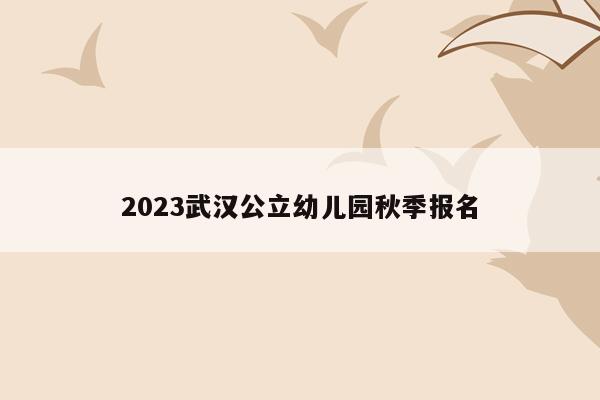 2023武汉公立幼儿园秋季报名