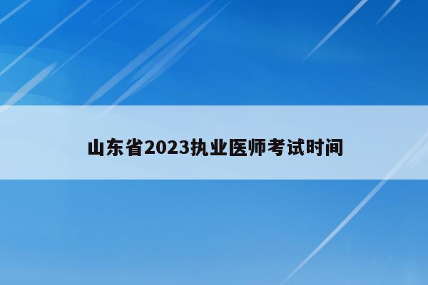山东省2023执业医师考试时间