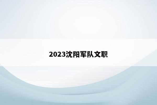 2023沈阳军队文职