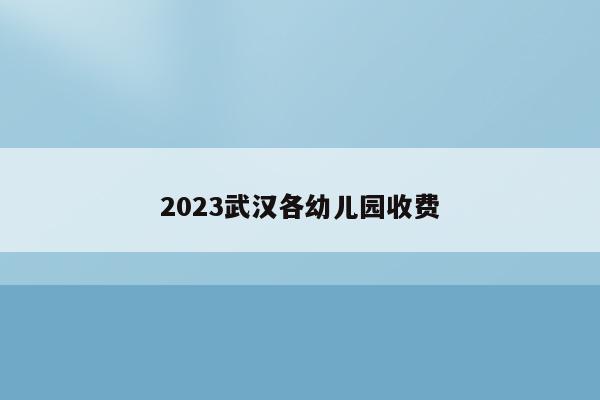 2023武汉各幼儿园收费