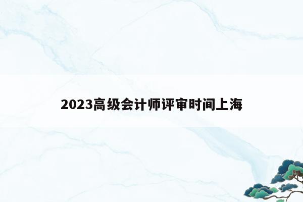 2023高级会计师评审时间上海