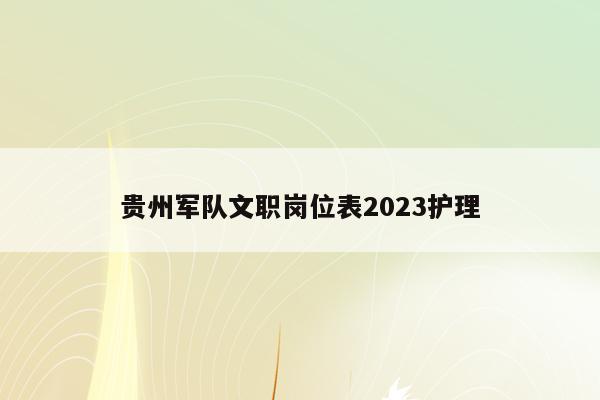 贵州军队文职岗位表2023护理
