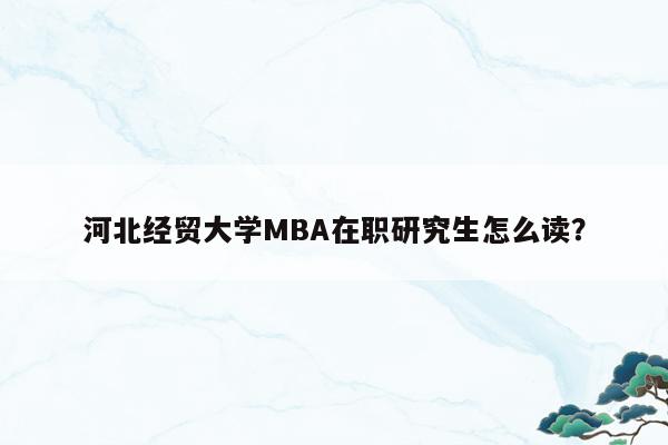 河北经贸大学MBA在职研究生怎么读？
