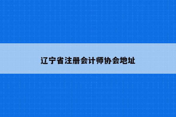 辽宁省注册会计师协会地址