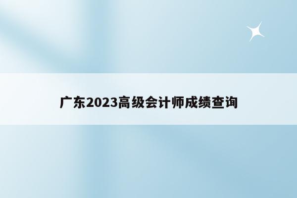 广东2023高级会计师成绩查询