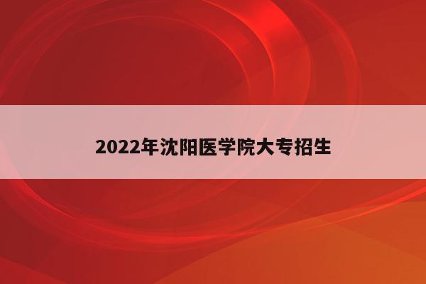 2022年沈阳医学院大专招生