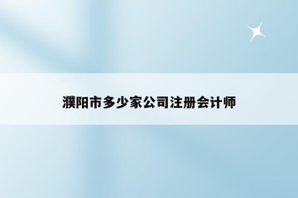 濮阳市多少家公司注册会计师