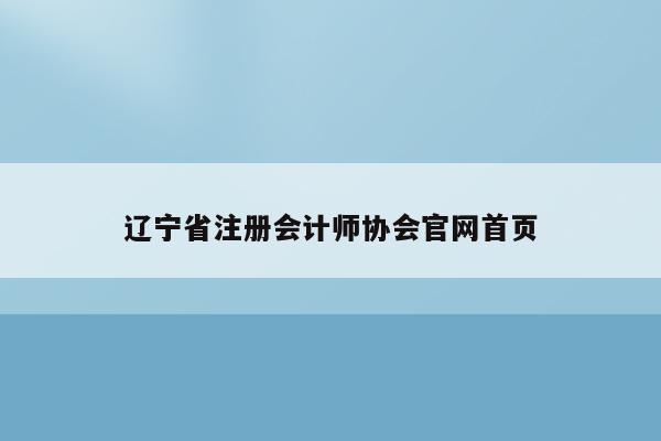 辽宁省注册会计师协会官网首页