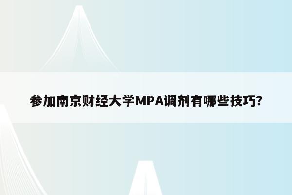 参加南京财经大学MPA调剂有哪些技巧？