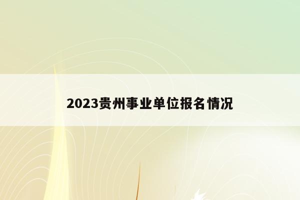 2023贵州事业单位报名情况
