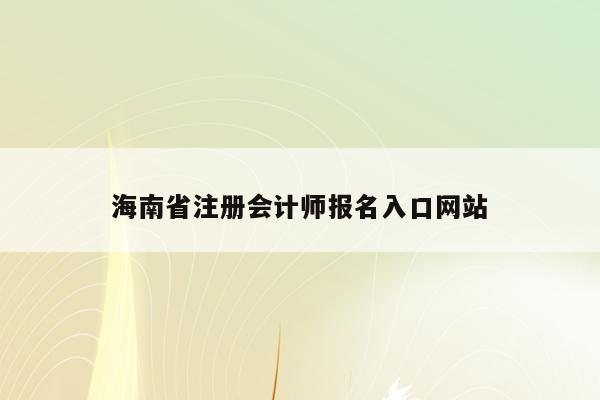 海南省注册会计师报名入口网站