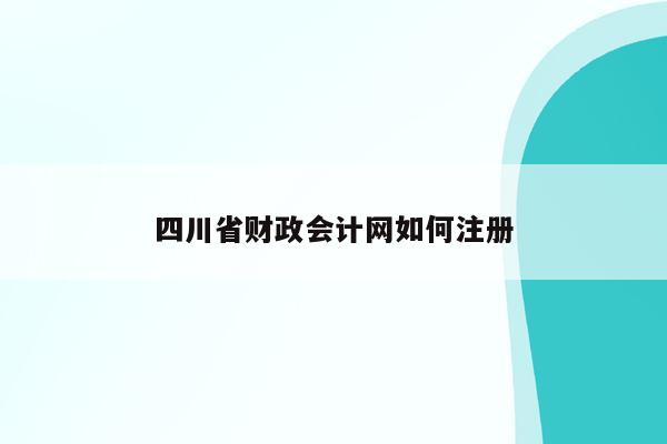 四川省财政会计网如何注册