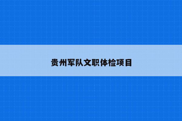 贵州军队文职体检项目
