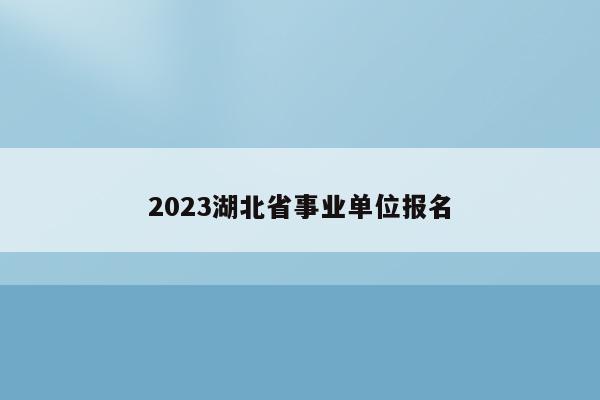 2023湖北省事业单位报名
