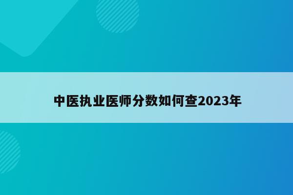 中医执业医师分数如何查2023年