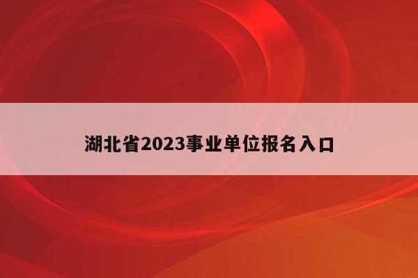 湖北省2023事业单位报名入口